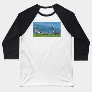 Canada Geese and Gosling Family Baseball T-Shirt